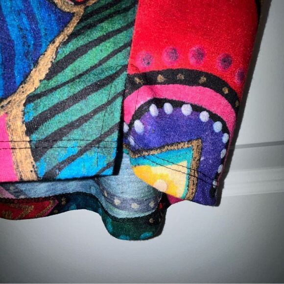 Laurel Burch Cat Garden Party Print 3/4 Length Sleeve Statement Shirt Top - Picture 8 of 12